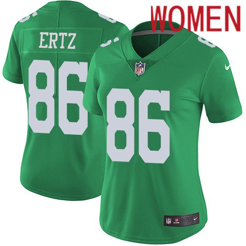 Women Philadelphia Eagles #86 Zach Ertz Nike Green Vapor Limited Rush NFL Jersey